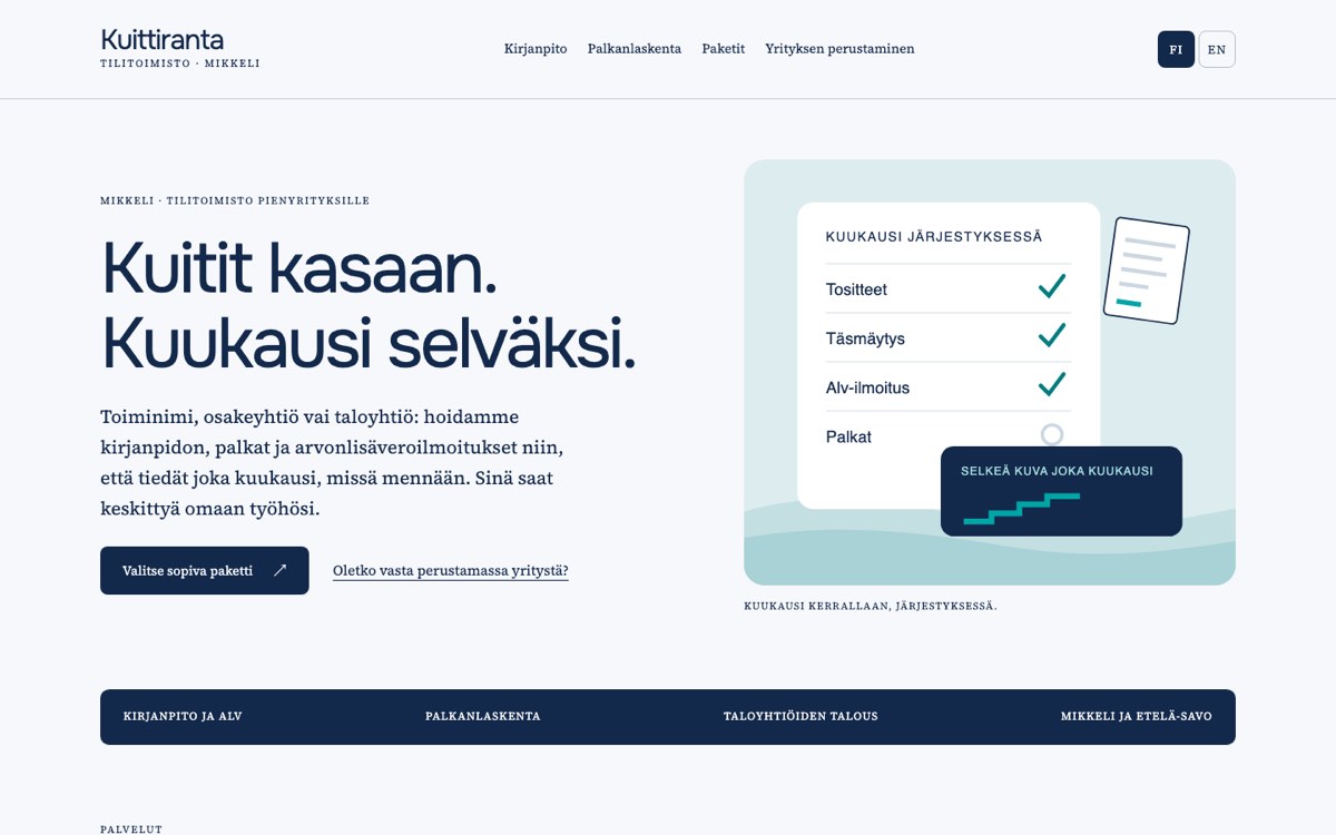 Esimerkkisivusto tietokoneella: tilitoimisto